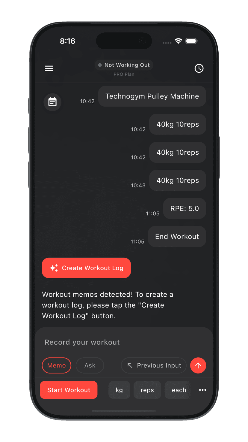 Log like texting - Easy input